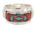 Red Oyster Shell Turquoise Silver Ring Size 8-1/2 Jewelry XS58022